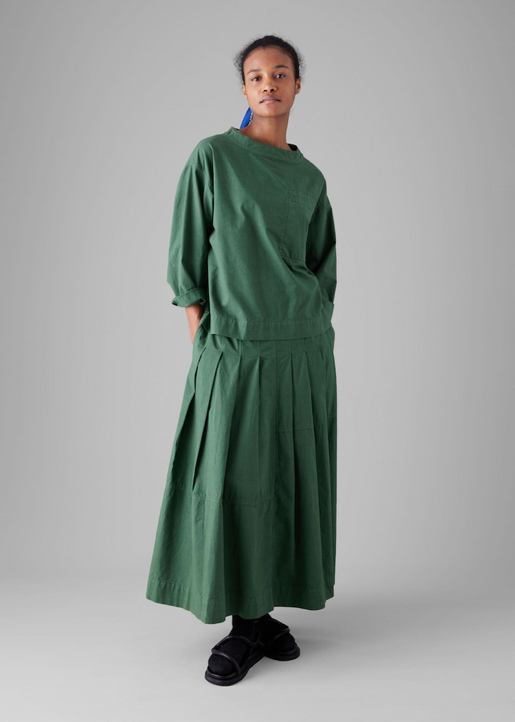 TOAST | Pleated Paneled Cotton Linen Skirt