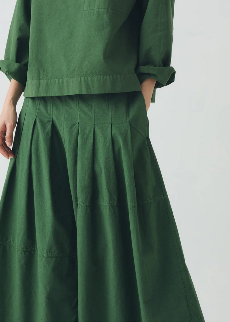 TOAST | Pleated Paneled Cotton Linen Skirt