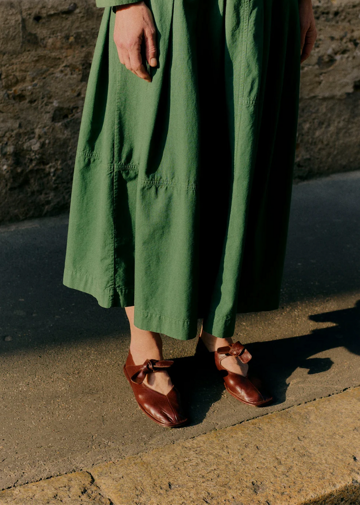 TOAST | Pleated Paneled Cotton Linen Skirt