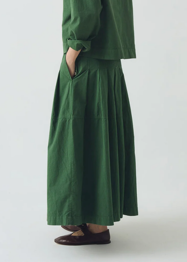 TOAST | Pleated Paneled Cotton Linen Skirt