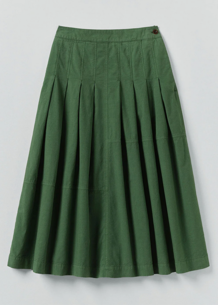 TOAST | Pleated Paneled Cotton Linen Skirt