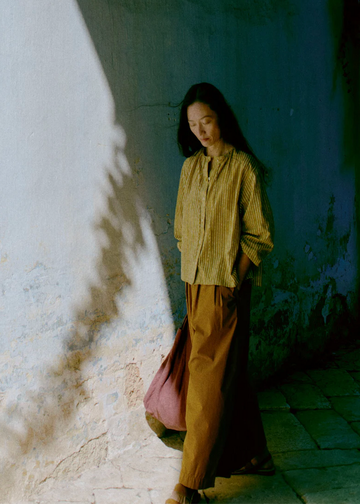 TOAST | Pleated Pull On Cotton Poplin Trousers | Dhal