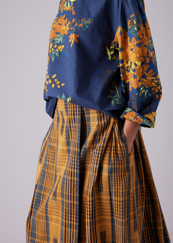 TOAST | Space Dyed Check Wrap Skirt