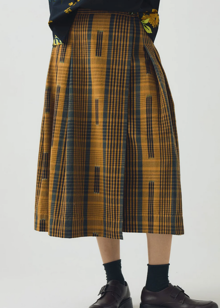 TOAST | Space Dyed Check Wrap Skirt