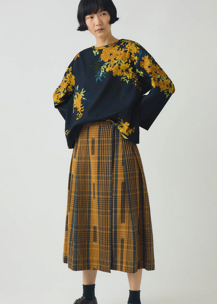 TOAST | Space Dyed Check Wrap Skirt