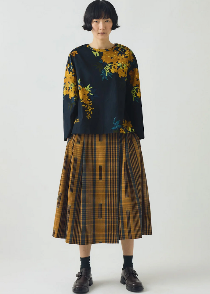 TOAST | Space Dyed Check Wrap Skirt