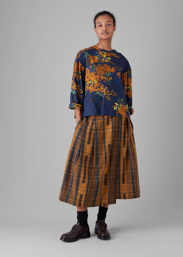 TOAST | Space Dyed Check Wrap Skirt