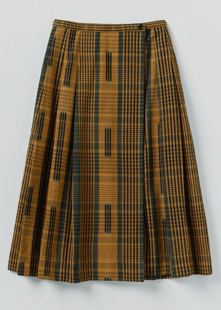 TOAST | Space Dyed Check Wrap Skirt