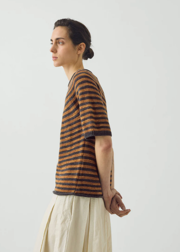 TOAST | Stripe Cotton Linen Knitted Tee
