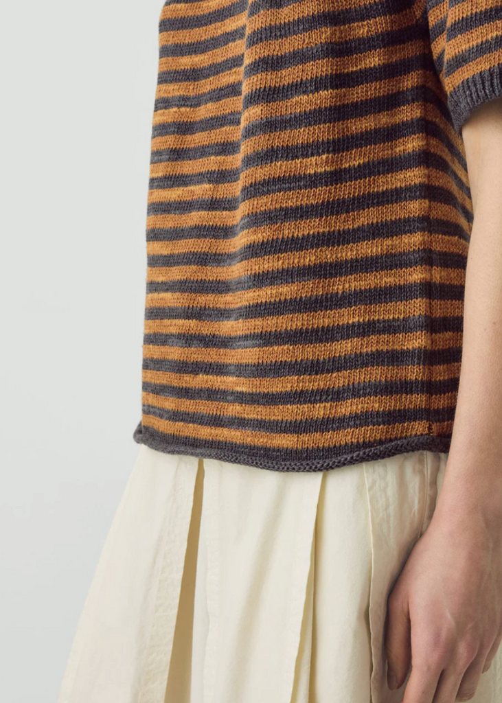 TOAST | Stripe Cotton Linen Knitted Tee