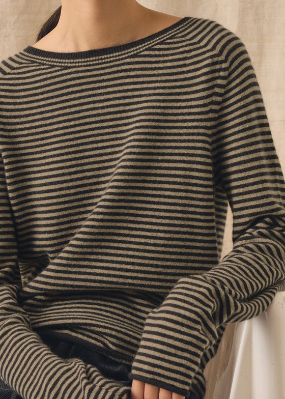 TOAST | Stripe Wool Cashmere Neat Sweater
