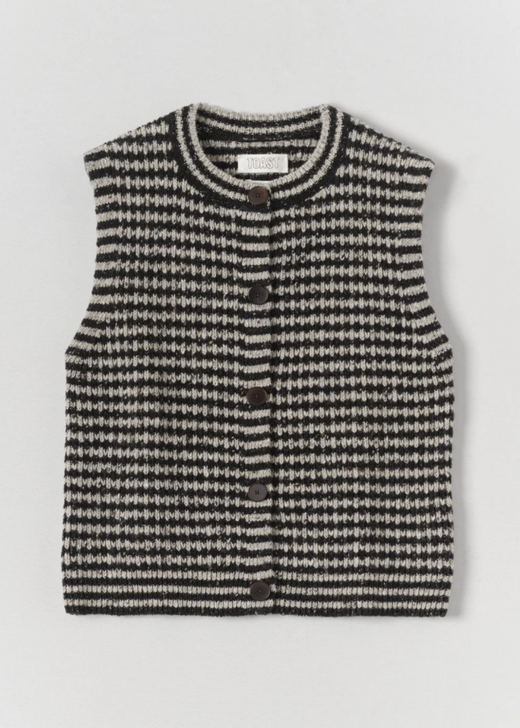 TOAST | Striped Donegal Wool Buttoned Tank
