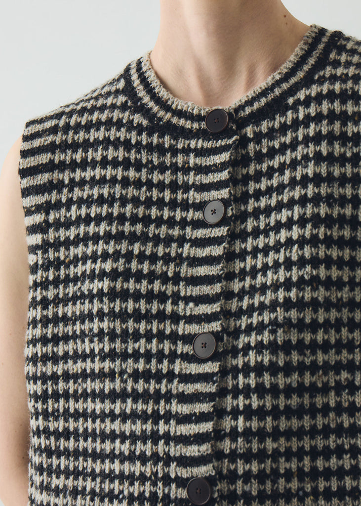 TOAST | Striped Donegal Wool Buttoned Tank