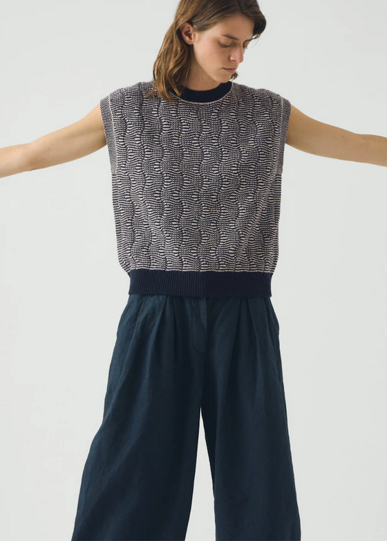 TOAST | Wavey Stripe Knitted Wool Cotton Top