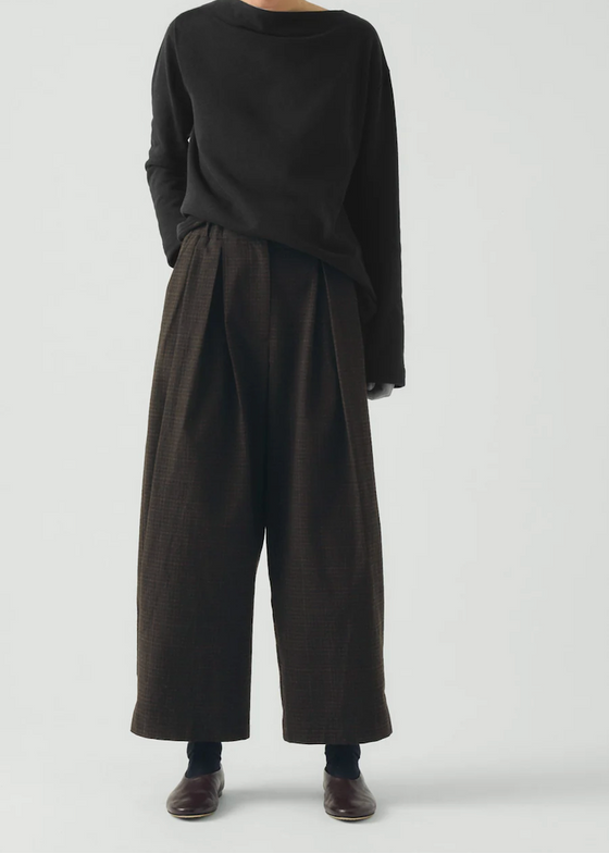 TOAST | Wide Leg Check Cotton Wool Trousers