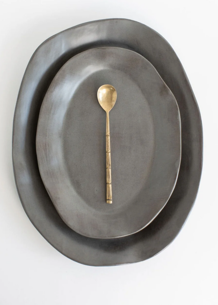 Tagliaferro Ceramics | Large Oval Platter Charcoal Shino