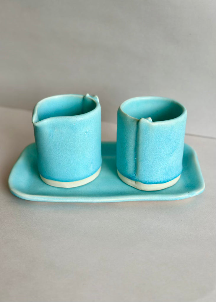 Tagliaferro Ceramics | Sugar Creamer Set Aqua Matte