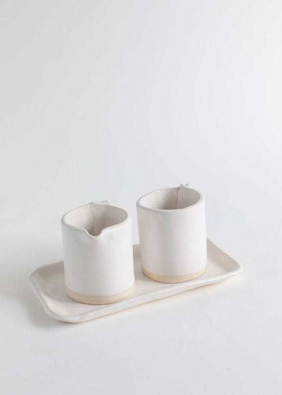 Tagliaferro Ceramics | Sugar Creamer Set White Matte