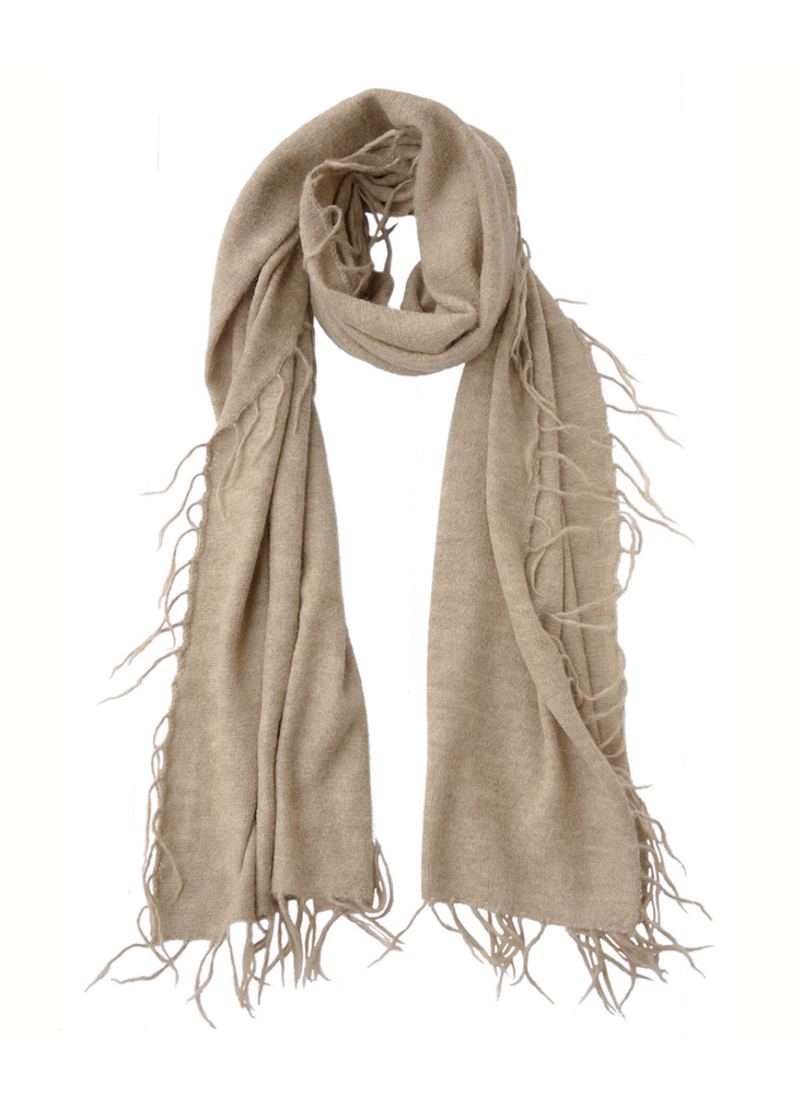 Meg Cohen | Alpaca Full Fringe Scarf Tan