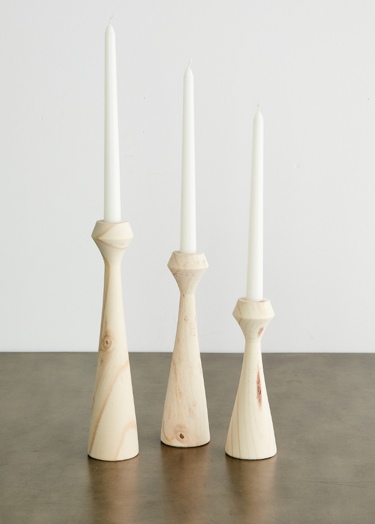 Tapered Hand-Turned Candlestick | Natural - The Phoenix Tapered Hand-Turned Candlestick | Natural - The Phoenix