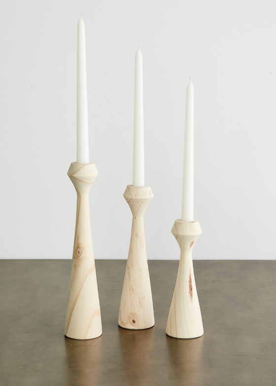 Tapered Hand-Turned Candlestick | Natural