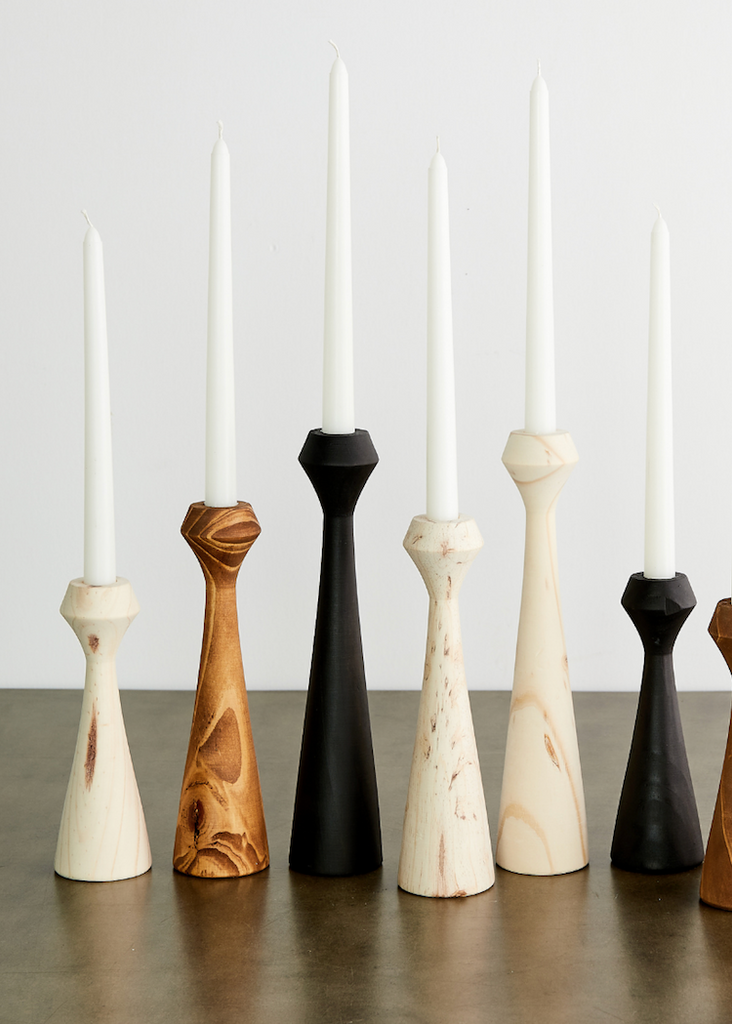 Tapered Hand-Turned Candlestick | Natural