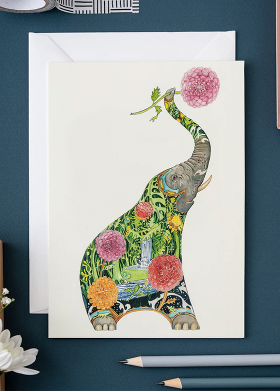 The DM Collection | Elephant With Flower Card