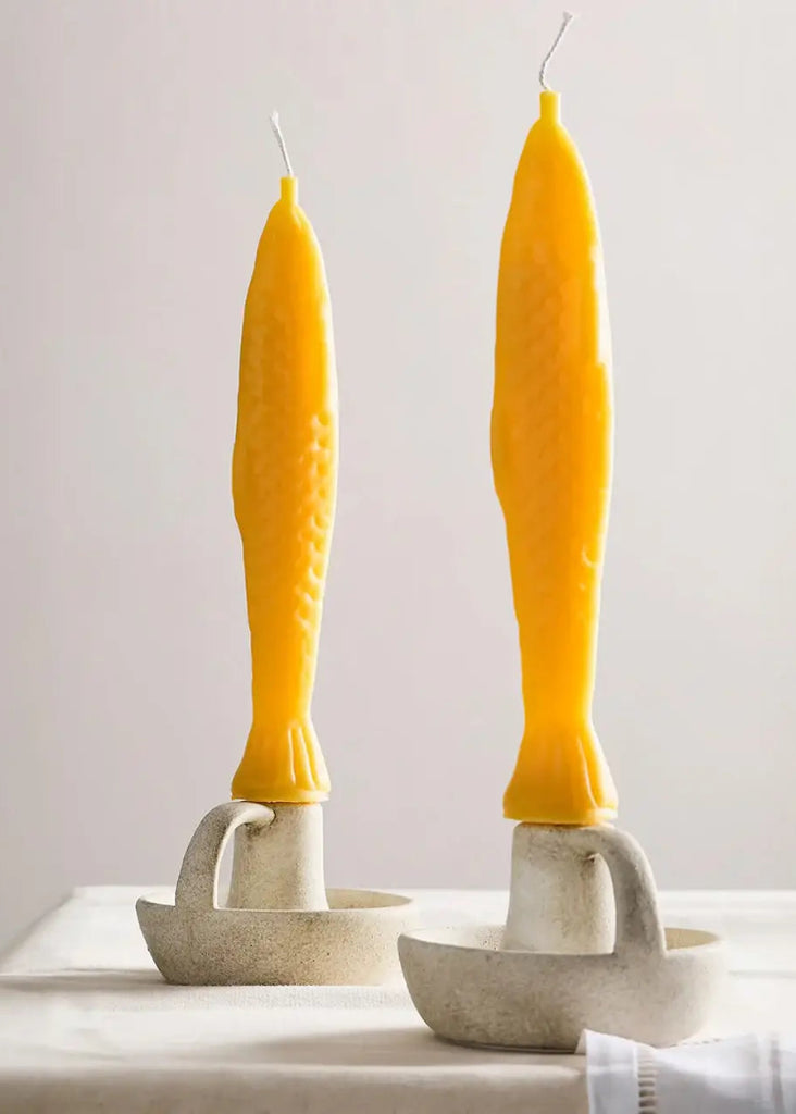 Tinned Candle | Fancy Beeswax Fish Shaped Taper Candles