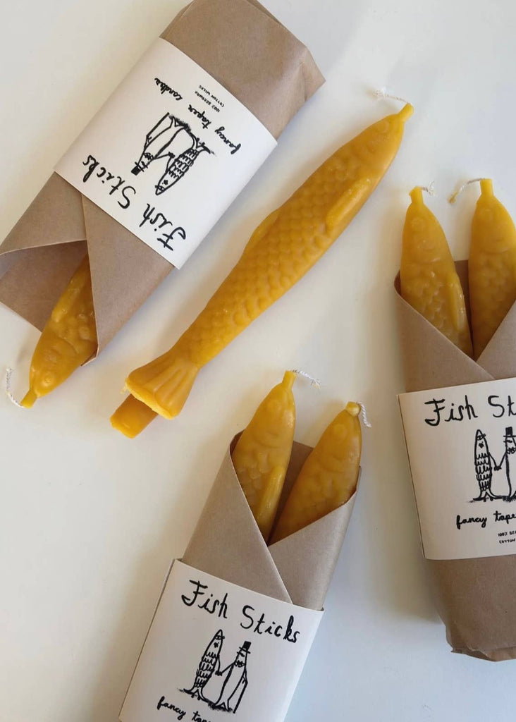 Tinned Candle | Fancy Beeswax Fish Shaped Taper Candles