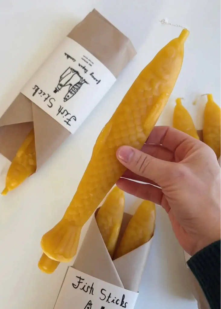 Tinned Candle | Fancy Beeswax Fish Shaped Taper Candles