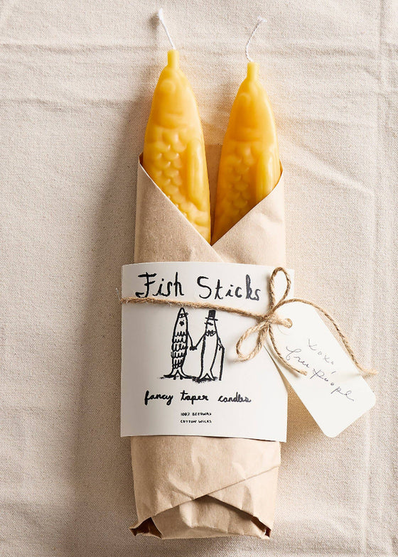 Tinned Candle | Fancy Beeswax Fish Shaped Taper Candles