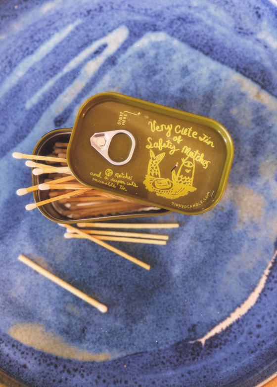 Tinned Candle | Very Cute Tin of Safety Matches | Green