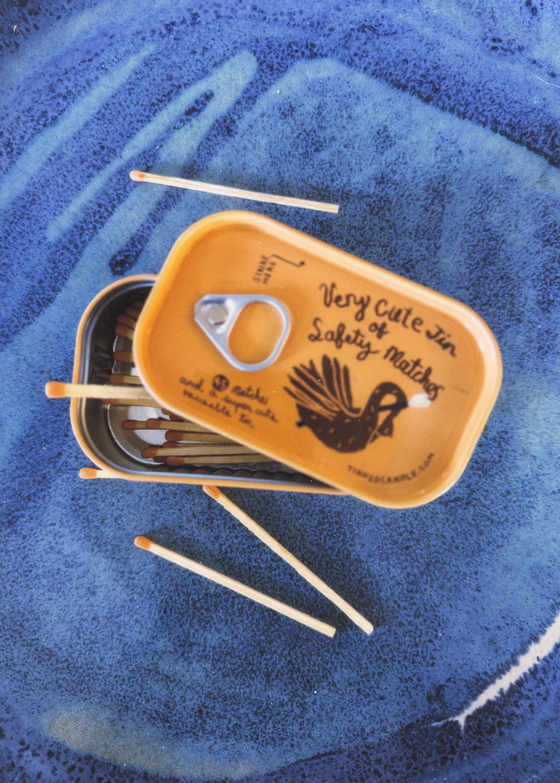 Tinned Candle | Very Cute Tin of Safety Matches | Orange