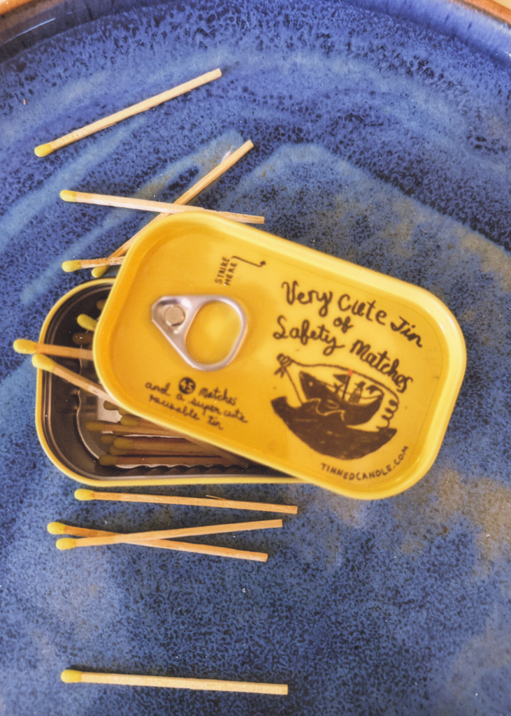 Tinned Candle | Very Cute Tin of Safety Matches | Yellow