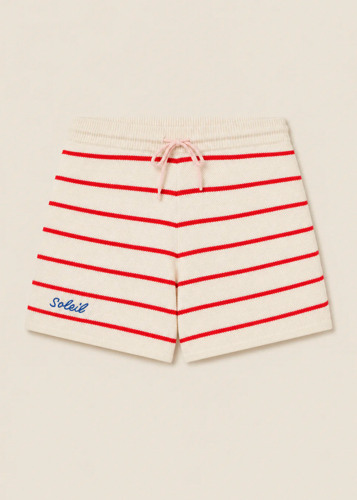 Trovata | Emery Sweater Short in Antique White w/Red