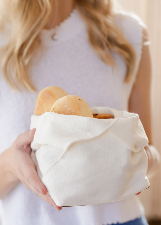 Uashmama | Linen Fiocco Bread Bag | White