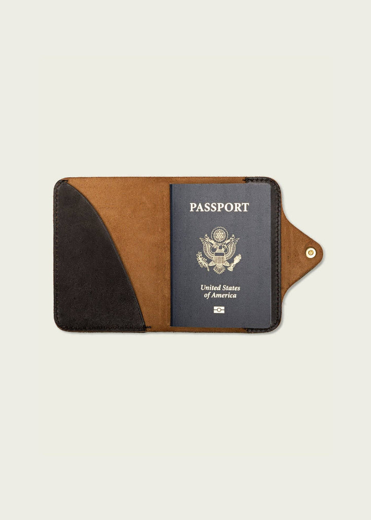 WP Standard | Leather Snap Passport Travel Wallet | Black