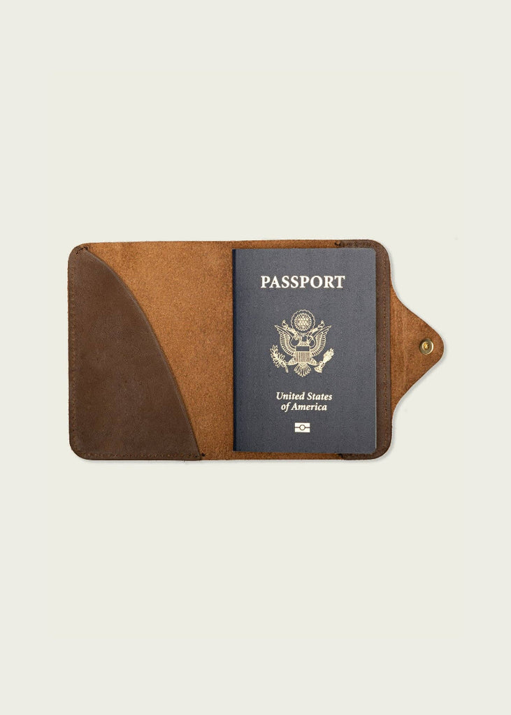 WP Standard | Leather Snap Passport Travel Wallet | Chocolate