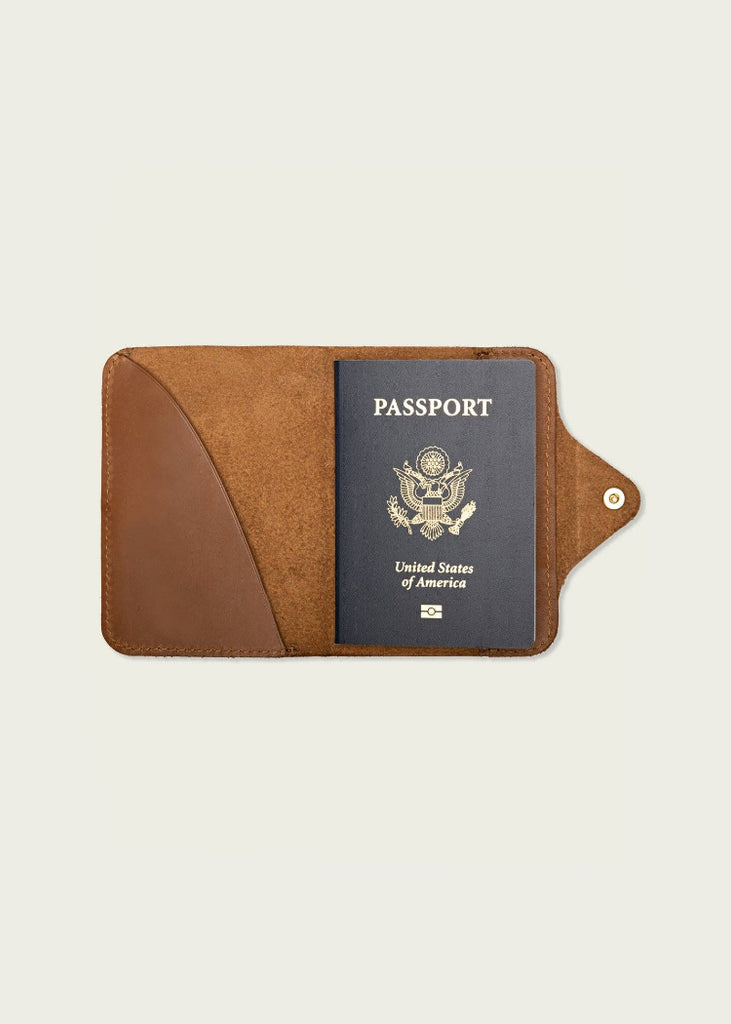 WP Standard | Leather Snap Passport Travel Wallet | Tan