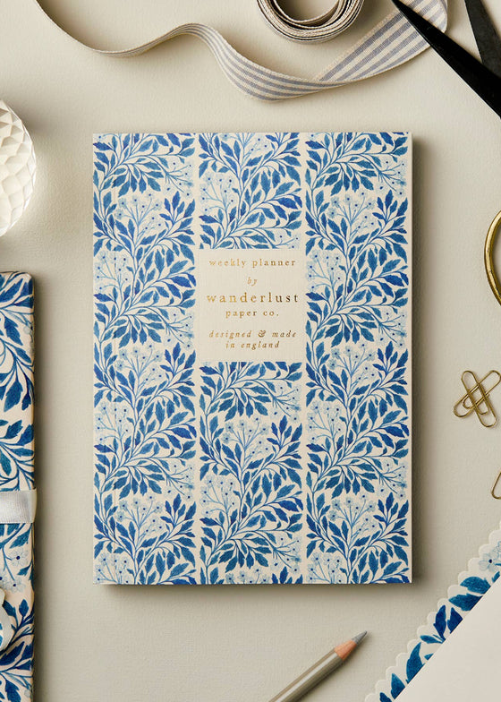 Wanderlust Paper Co | Blue Flora Weekly Planner