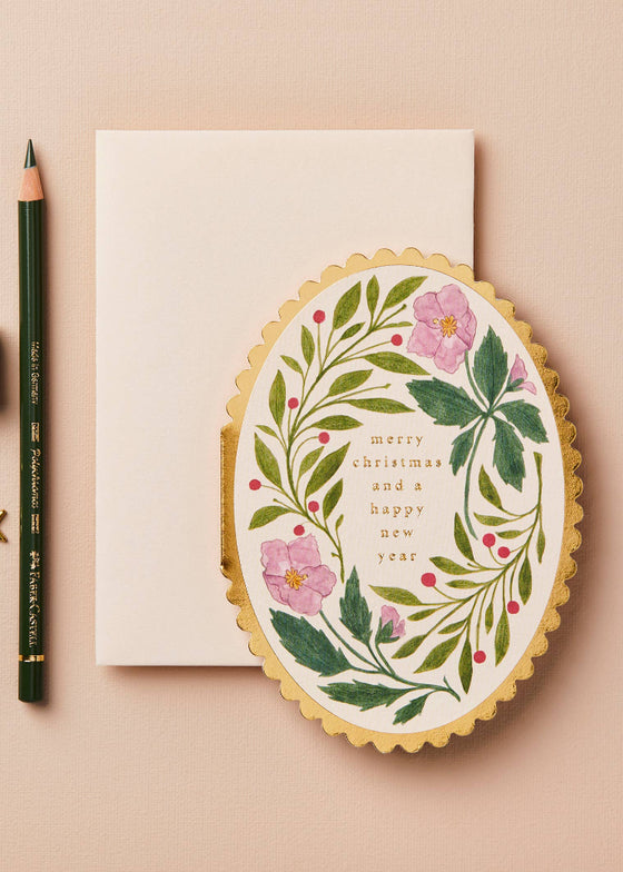 Wanderlust Paper Co | Pink Flora 'Merry Christmas' Card