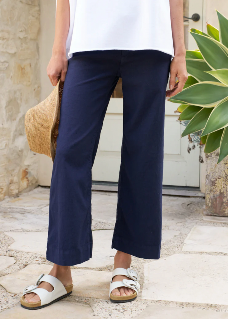 Frank & Eileen | Wexford Trouser | Italian Performance Linen - Navy Blue
