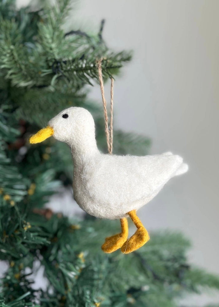 White Duck Felt Ornament