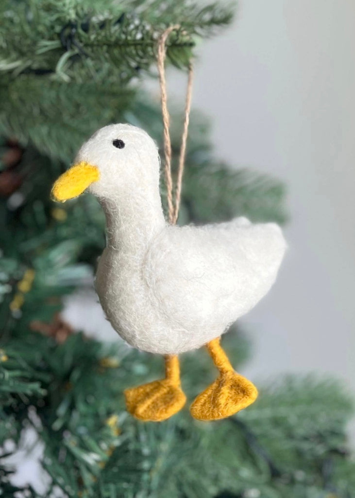 White Duck Felt Ornament