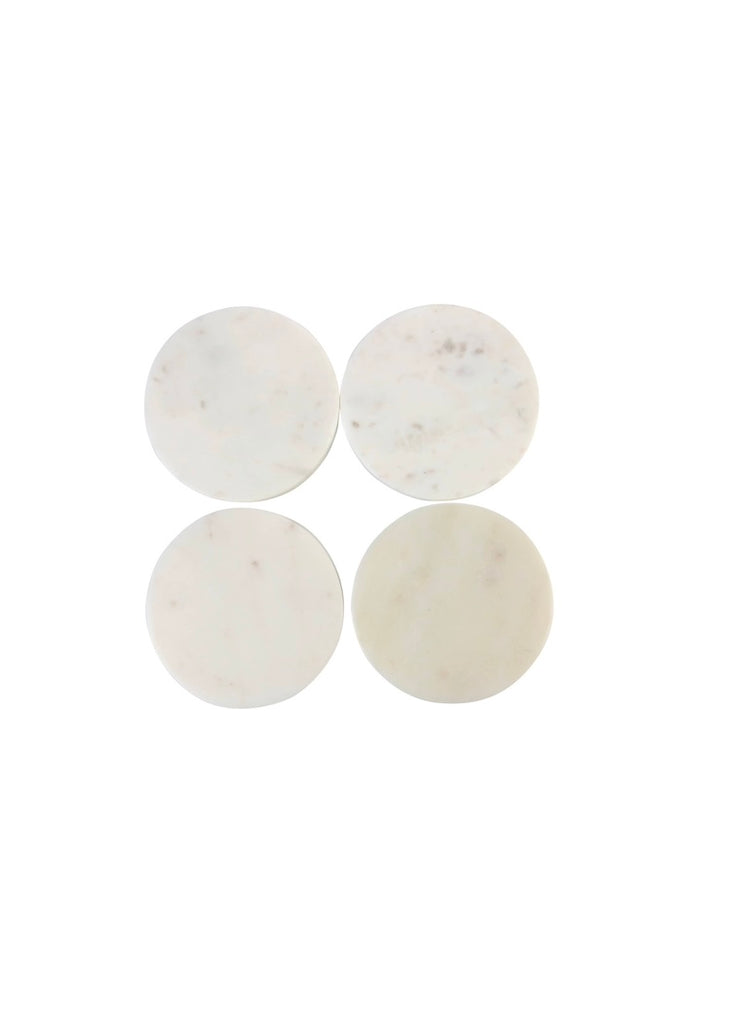 White Marble Round Coasters | Set of 4