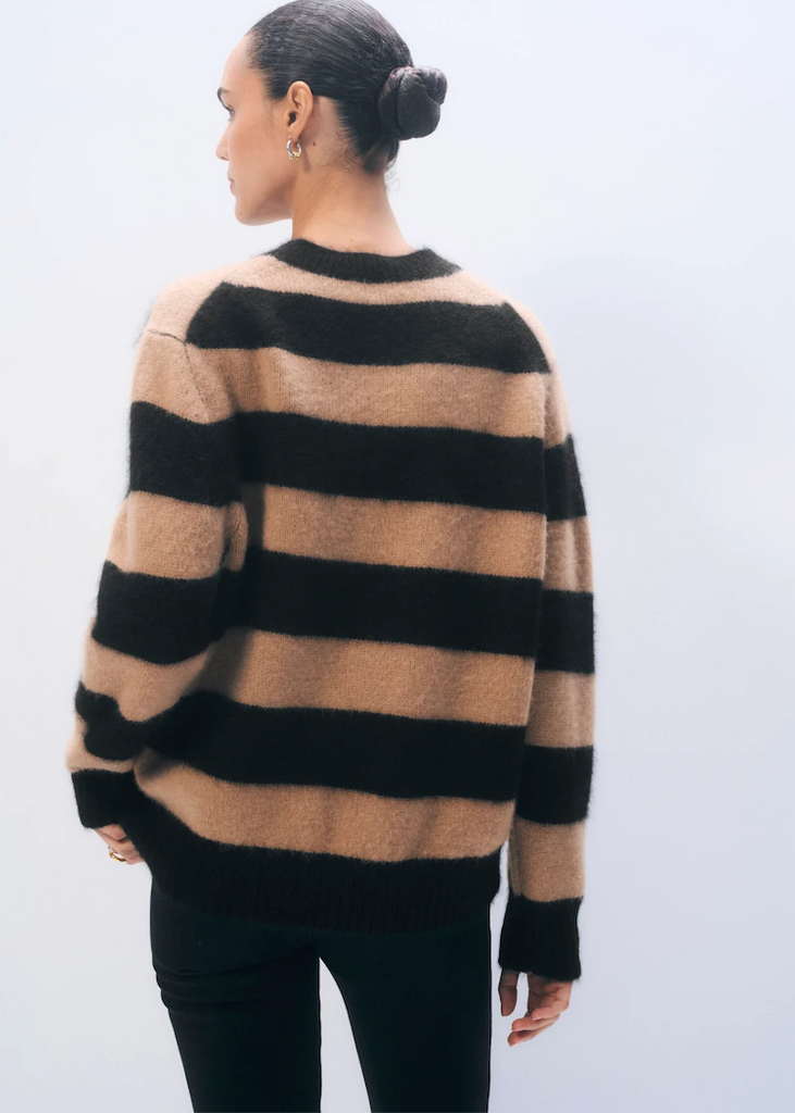 White + Warren | Brushed Cashmere Striped Crew