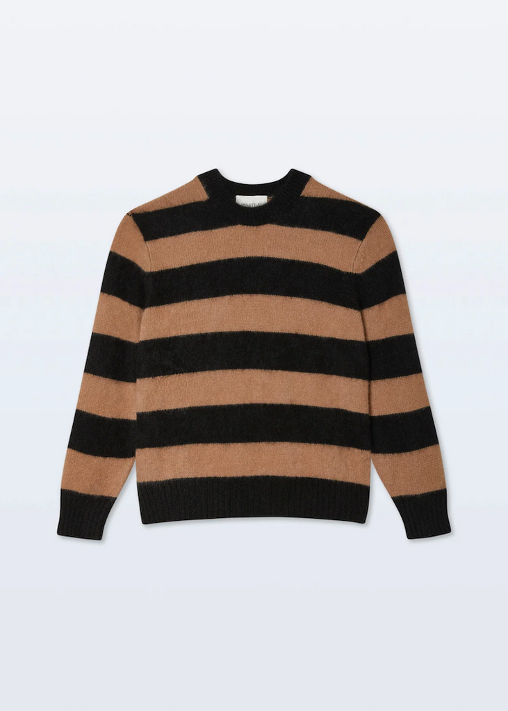 White + Warren | Brushed Cashmere Striped Crew