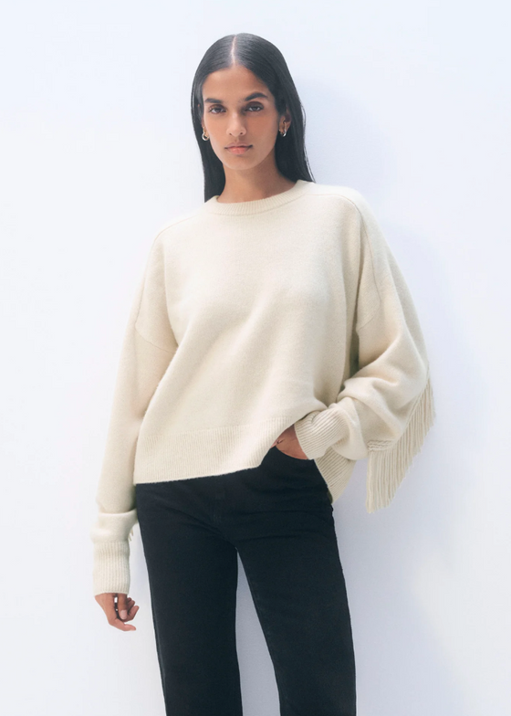 White + Warren | Cashmere Blend Luxe Fringe Crew