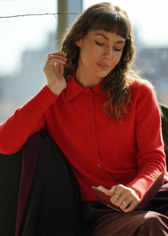 White + Warren | Cashmere Collared Cardigan