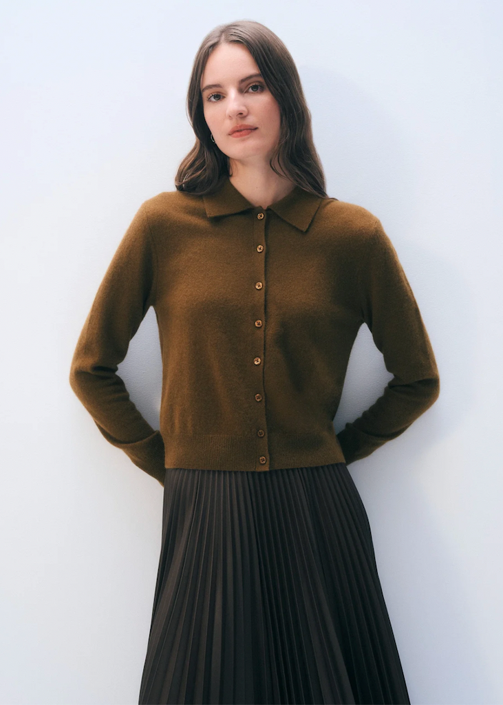 White + Warren | Cashmere Collared Cardigan